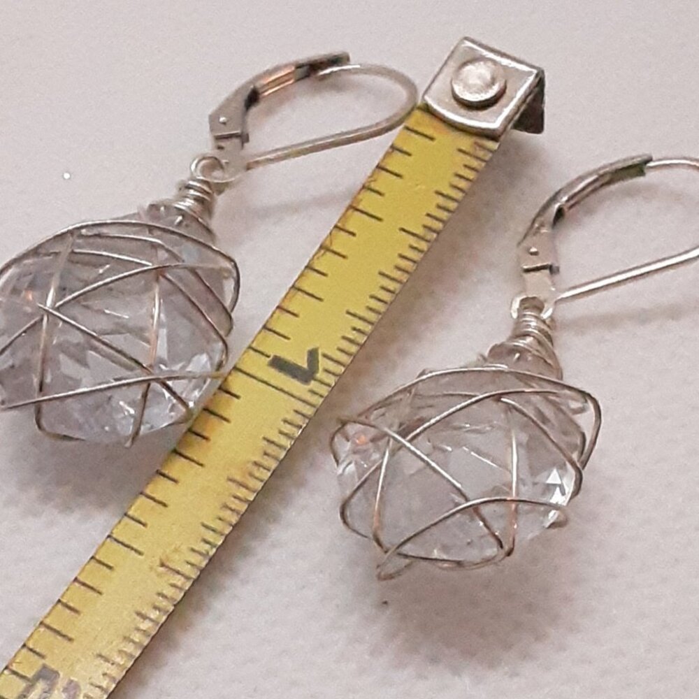 Designer Nina Nyugen -- New sterling silver and wrapped crystal drop earrings - Picture 7 of 10